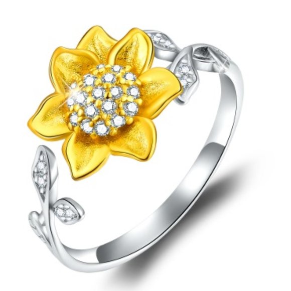 Adjustable Flower Ring, Sunflower Ring - Picture 1 of 5